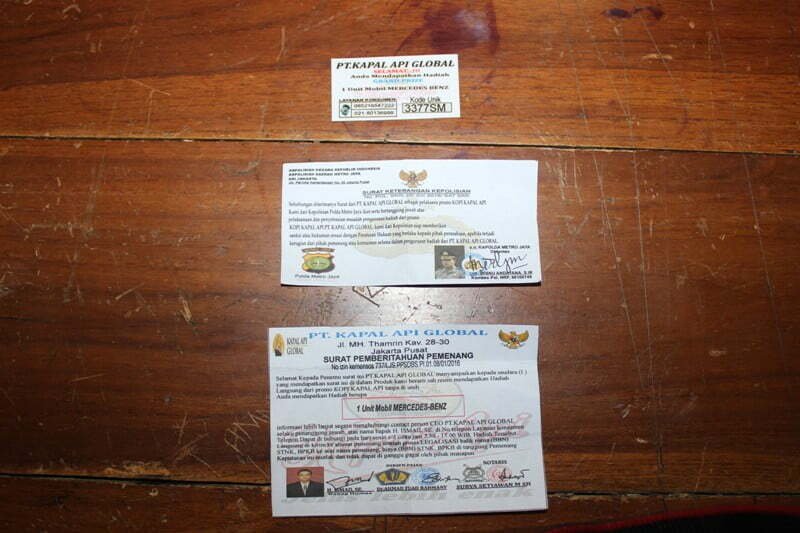 foto kupon berhadiah palsu