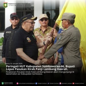 Peringati HUT Kabupaten Sumbawa ke-66, Bupati Lepas Pasukan Kirab Panji Lambang Daerah