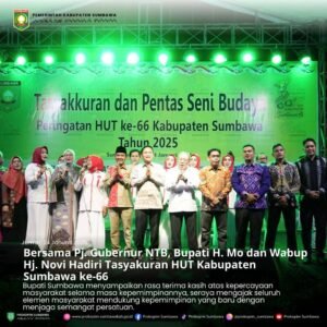 Bersama Pj. Gubernur NTB, Bupati H. Mo dan Wabup Hj. Novi Hadiri Tasyakuran HUT Kabupaten Sumbawa ke-66