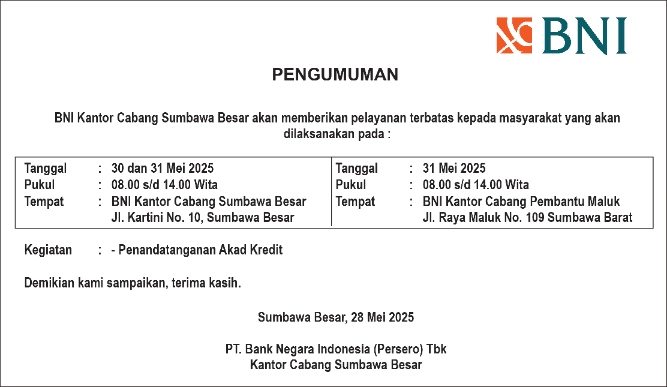 BNI Layanan Teken Akad